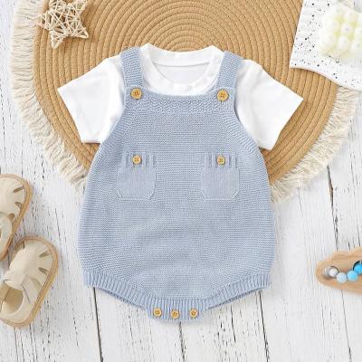 China Versatile Newcomer Small MOQ Sleeveless Knit Onesie Clothes 100% Cotton Romper for sale