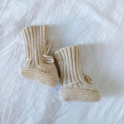 China Latest High Quality QUICK DRY Baby Sock Shoes 100% Cotton Knitted Baby Booties for sale