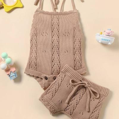 China Special Anti-shrink Design Baby Knit Sweater + Cardigan Shorts Set 100% Cotton Knitted Baby Sweatshirt for sale