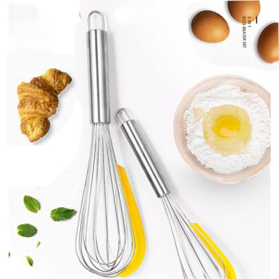 China High Quality Viable Stainless Steel Kitchen Flask Beater Set with Silicone Scraper for Beating Mixing Beating Stirring for sale