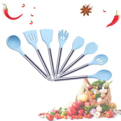 China Sustainable Hot Selling 9 Pcs Silicon Kitchen Utensil Set With Bucket Cookware for sale