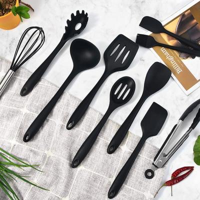 China Custom Durable OEM 10 Pcs Non-Stick Silicone Kitchen Utensils Cooking Sets Spoon Shovels Scraper Spatula Set for sale