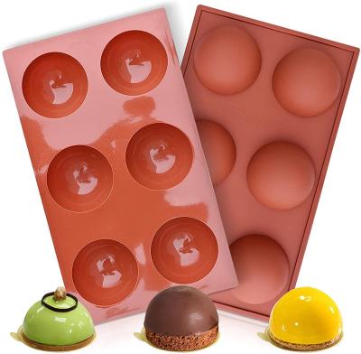 China Hot Vendor 6 Cavity Sphere Silicon Mold Half Sphere Silicone Mold Fondant Hot Cake Semi Mold For Cocoa CakeJelly Mousse Baking Dome for sale