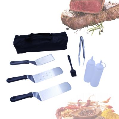 China Easily Cleaned 8pcs Griddle Grill Spatula Accessories Set Professional BBQ Accessories Set For Camp Chef for sale