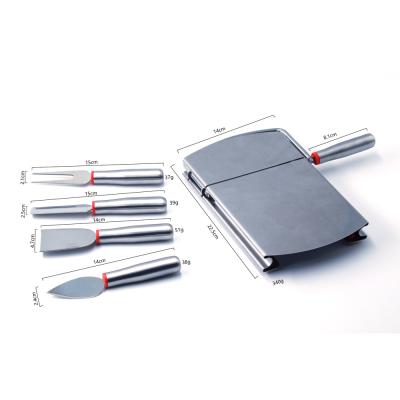 China Amazon Viable Hot Selling Multifunctional Stainless Steel Wire Cheese Slicer Cheese Cutting Board 4 Pieces Knife Set for sale