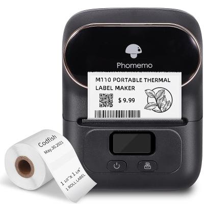 China Phomemo M110 Black And White Thermal Portable Wireless Price Qr Code Printer With 40*30 Mm 100 Sheets Blank Printing Labels for sale