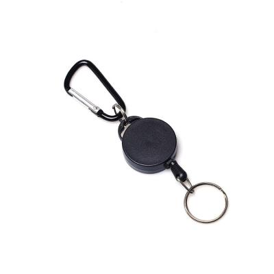 China Deyi Badge Reel Reinforced ID Strap Key Ring Metal Custom Carabiner Key Chain for sale