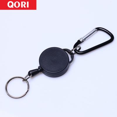 China Deyi Badge ReelRetractable Keychain Heavy Duty Carabiner Badge Holder Tactical ID Coated Steel for sale