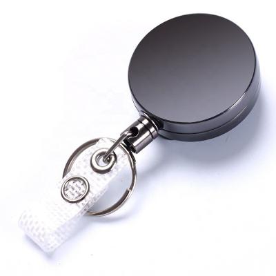 China Deyi Metal Carabiner Round Badge Reel ID Card Keychain Whistles Lanyards School Office for sale