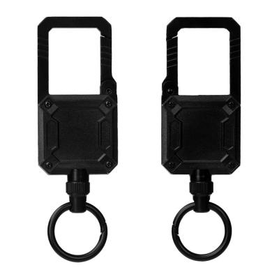 China Deyi Badge Reel Heavy Duty Retractable Keychain Carabiner Key Holder Square ID for sale