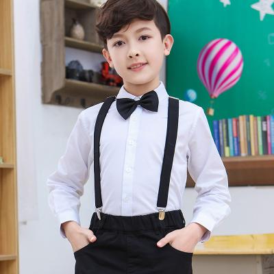 China Breathable RTS Long Sleeve Cotton Boys School Shirt School Uniform With Free Bow Unisex Cotton Shirt for sale