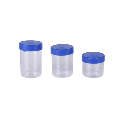 China Food Cosmetics Storage Container Frosted Clear Plastic Hemp Jar Container Jar Plastic Sealed With Plastic Screw Top Lid for sale