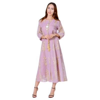 China New European ethnic long-sleeved two-layer elegant dress loosely with belt Turkey elegant dress Muslim Islamic clothing for sale