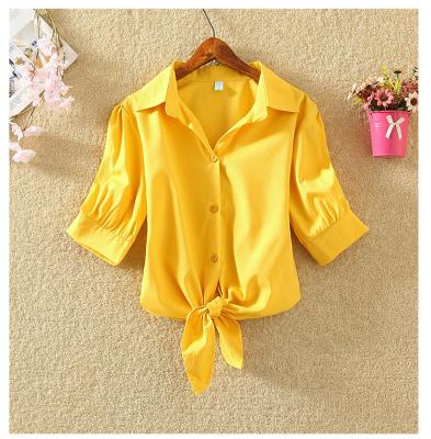 China 2021 Cutie Autumn New Style Blouse Solid Color Soft Color Anti-pilling Casual Shirt Tops Ladies for sale