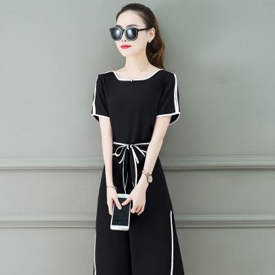 China New Fashion Goddess Temperament Tunic Long Sleeve Wide Leg Ladies Anti-pilling Casual Pants Set For Women for sale