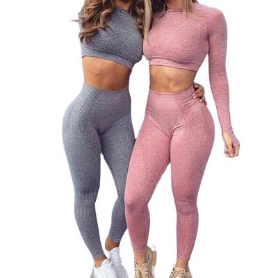 China Breathable Seamless Female Sportswear Leggings Workout Leggings Fitness Gym Set Yoga Clothing Women Gym Set Top Sport Clothes Exercising Tights for sale