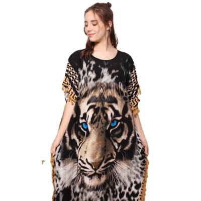 China Designer3D Tiger Digital Printed Fashion Elegant Polyester Women's 2021 Maxi Dress High Quality Ladies Summer Long Dress Women's Casual Dress for sale