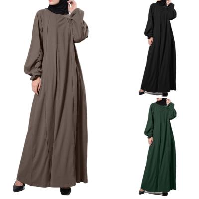 China Hot Sale Plus Size Kaftan Clothing Muslim Elegant Muslim Abaya Dresses Solid Color Loose Long Robe Gown MSL110502 for sale