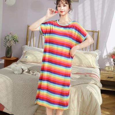 China Lovely Cartoon 2021 New Arrival Summer Breathable Girls Loosen Sleepwear Pajamas Nightgown Tie Dye Overalls Soft Nightgown for sale