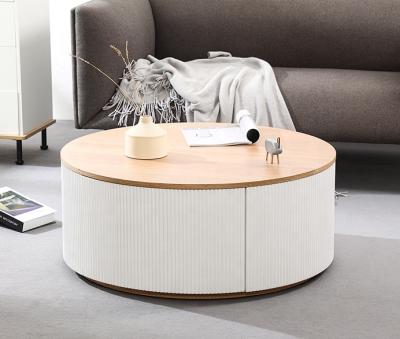 China Modern design round coffee table coffee table modern design Italian MDF adjustable Italian wooden coffee table living room for living room for sale