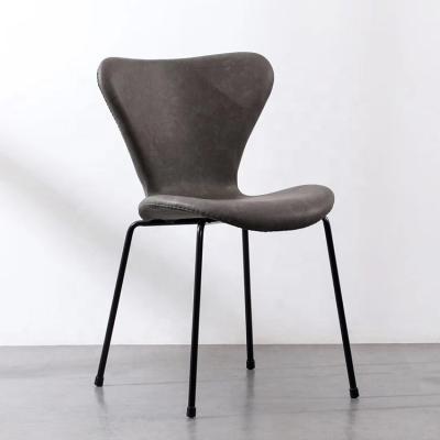 China Black PU Seat Powder Coated Metal Legs Free Sample Modern Cafe Chair Leather Dining Chairs Legs For Dining Room for sale