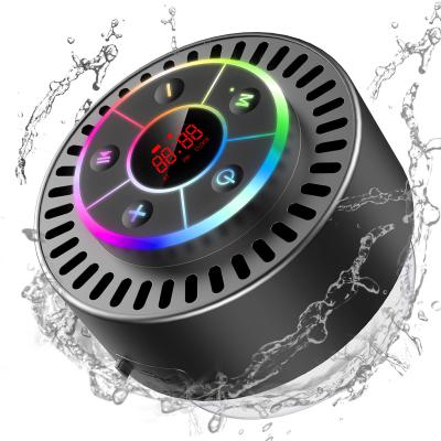 China AirPlay IPX7 Waterproof Shower Cup Suction Speaker Wireless Shower Speakers With Clocks Led Digital Clock Display Light Show FM for sale