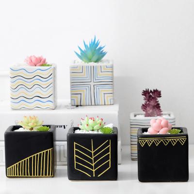 China Hot Modern Nordic Creative Marble Succulent Holder Iron Vase Plant Green Plant Amazon Green Ceramic Flower Pot Set Frame for sale