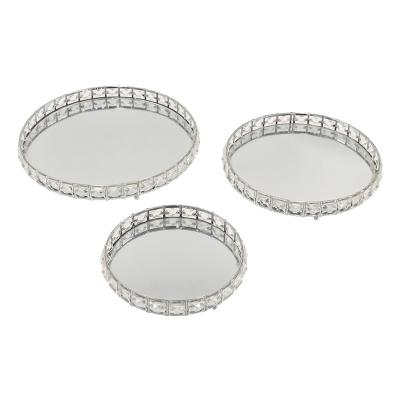 China Modern Set of 3 Decorative Storage Set Home Luxury Silver Small Disk Desktop Storage Decor Accessories for sale