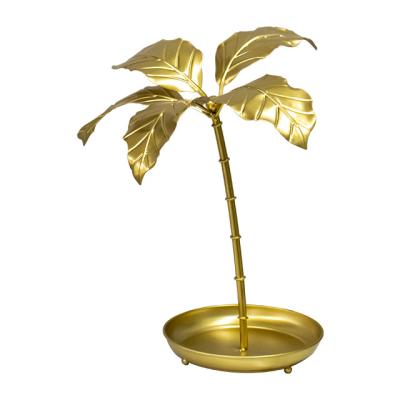 China Customized Modern Fancy Morden Gold Luxury Palm Leaves Living Room Bedroom Office Desk Table Decorations for sale