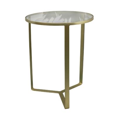 China High quality modern stylish modern side office furniture round table gold glass top coffee table for sale