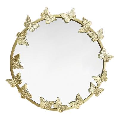 China Morden Luxury Bathroom Living Room Retro Elegant Gold Round Butterfly Espejos De Peeled Mirror Furniture Makeup Mirror for sale