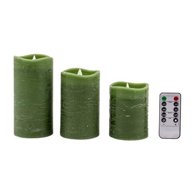 China Home Flickering Christmas Decor Green Paraffin Wax Flameless Christmas Decor Birthdays Led Candles for sale