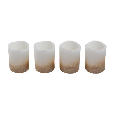 China Birthdays Home Decor Set of 4 Flameless Gold Paraffin Wax LED Anti Flickering Candles for sale