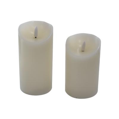 China Ivory Paraffin Solid Relighting Candle Smooth Warm White Flickering Pillar Candles 3D Battery Operated Flameless Wax Led Candle Set Real for sale