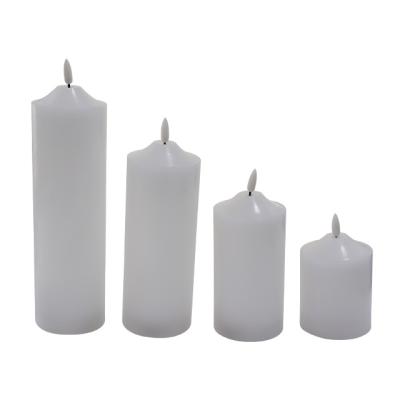 China Ivory Paraffin Solid Relighting Candle Smooth Warm White Flickering Pillar Candles 3D Battery Operated Flameless Wax Led Candle Set Real for sale