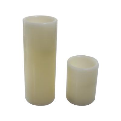 China Ivory Paraffin Wax Relighting Candle Smooth Warm White Flickering Pillar 2 Flameless Wax Pillar Battery Operated Set Wholesale Flickering Led C for sale