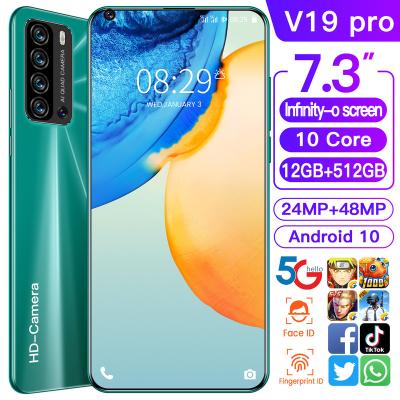 China Dual SIM Card 7.3 Inch V19 Pro 12GB+512GB Android Smartphone 10 Core 5G LET Phone Open Mobile Phone for sale