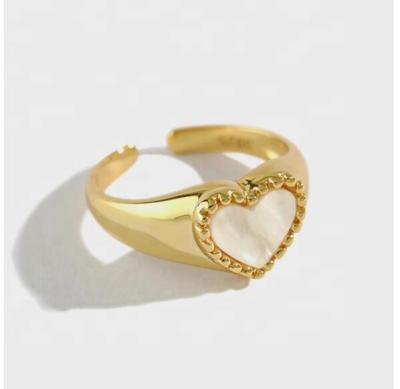 China Fashion Punk Party Wedding Finger Ring For Women Ring Gift Elegant 925 Sterling Silver Love Heart Shell Jewelry for sale