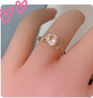 China FASHIONABLE Adjustable Rose Quartz Rings Jewelry Sterling Silver Gemstone Rose Quartz Ring For Women Natural Stone 925 Crystal for sale