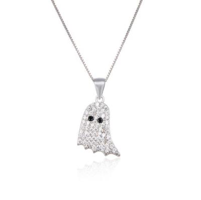 China Nickel and Diamond Inlaid Creative Design Ghost S925 Sterling Silver Zircon Necklace Women pendant lead free Halloween gift for sale