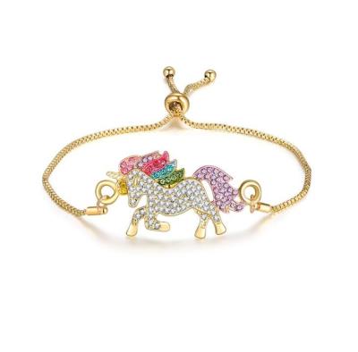 China BOHEMIA BOHEMIA High Qualy Silver Gold 2 Colors Rhinestone Charm Bracelets Adjustable Unicorn Bracelet for sale