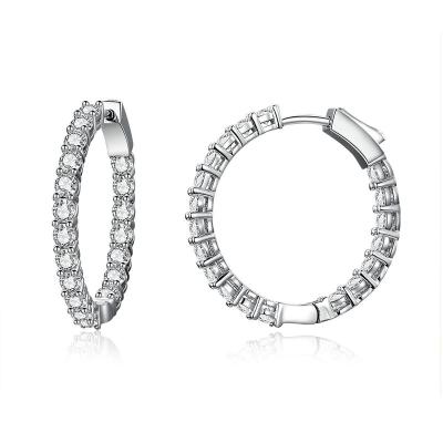 China Front Entry Full Diamond Bling Single Row Tennis Lux Female Round 3mm TRENDY Zircon Hoop Earrings for sale