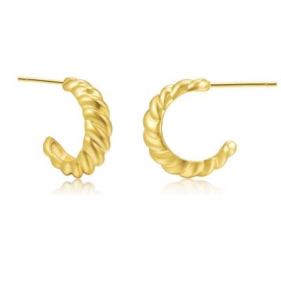 China New TRENDY 18k Gold Plated C Shaped Twist Earrings Tide Tidal Circle Gold Jewelry Individual Earring for sale