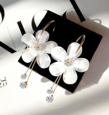 China ALLOY Wholesale Women's Earrings 2019 New 6 Petal Zircon Acrylic Earrings Korean Transparent Earrings for sale