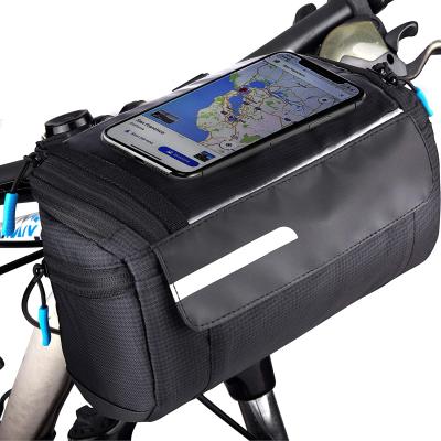 China Bicycle Front Frame Pouch Bike Bag Water Resistant Handlebar Bag With Touch Screen Bike Cell Phone Holder for sale