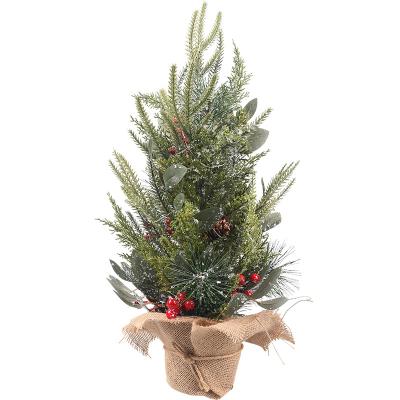 China Hot Selling PVC /PE Amazon 30cm Natural Touch Green Artificial Tree Window Desktop Decoration Ornaments Mini Christmas Tree for sale