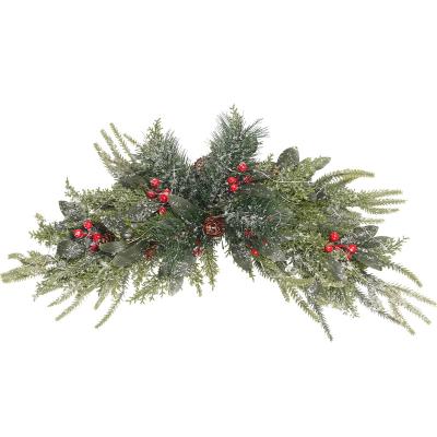 China PE Christmas Decorations Cypress Pine Needles Ox Horns Christmas Door Window Wall Christmas Decorations for sale