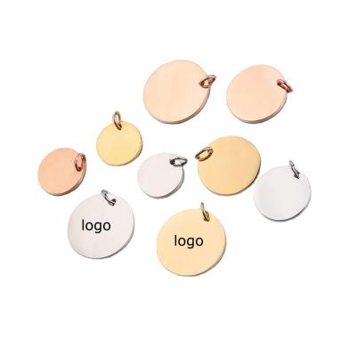 China CLASSIC Round Disc Gold Pendant Making Logo Engraved Stainless Steel Custom Charm Jewelry Tags Metal For Necklaces for sale