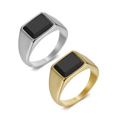 China CLASSIC New Products In Natural Stone Black Vermeil Stone Men's Gold Onyx Stock Agate Ring Jewelry for sale