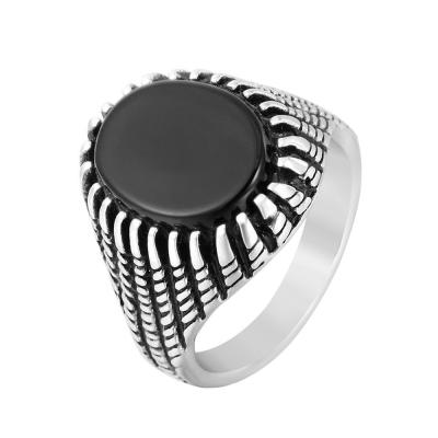 China Fashionable Ring Black Single Stone Arabic Men's ODM OEM Men's Punk Ring for sale